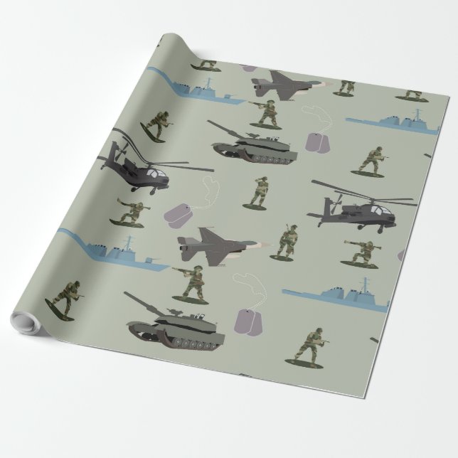 Papier Cadeau Army Military Camouflage Green Camo  (Déroulé)