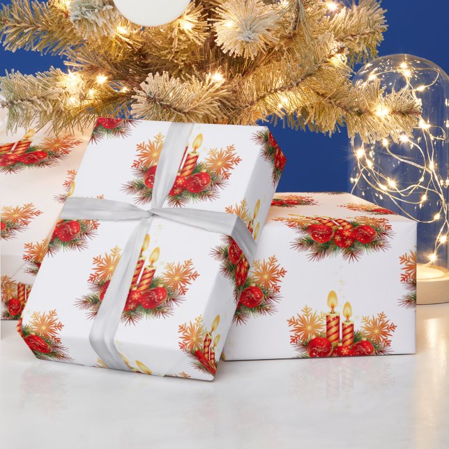 Papier Cadeau arrangement de Noël avec bougies (Vacances)