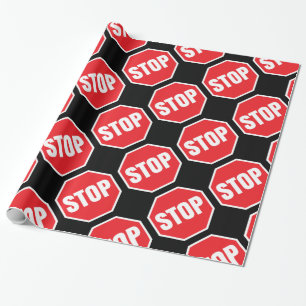Papier Cadeau arrêtez le poteau de signalisation