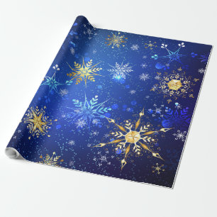 Papier Cadeau Arrière - plan Bleu XMAS avec des flocons de neige
