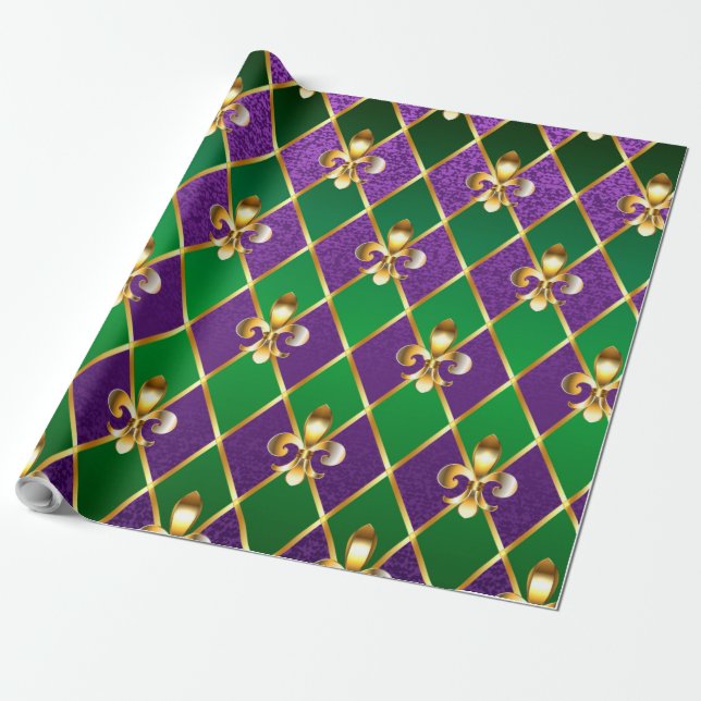 Papier Cadeau Arrière - plan de bijoux Mardi Gras (Déroulé)