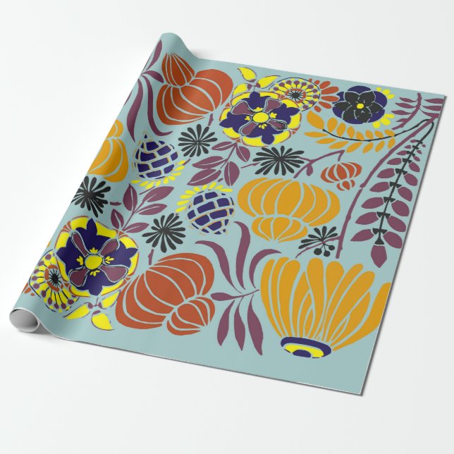 Papier Cadeau arrière - plan de design floral (Déroulé)