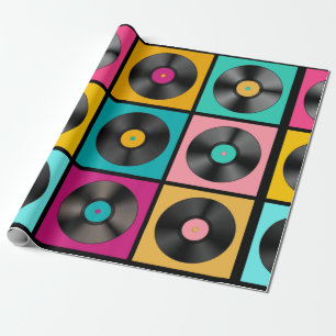 Papier Cadeau Arrière - plan de musique rétro avec Vinyl Records