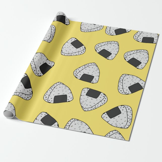 Papier Cadeau Arrière - plan d'Onigiri (balle de riz japonaise). (Déroulé)