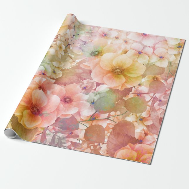 Papier Cadeau arrière - plan floral d'été (Déroulé)