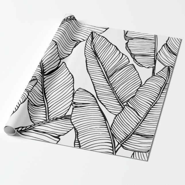Papier Cadeau Arrière - plan motif de feuille de bananier sans c (Déroulé)