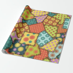 Papier Cadeau arrière - plan patchwork avec différents motifs