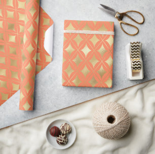 Papier Cadeau Arrière - plan personnalisé Motif géométrique or
