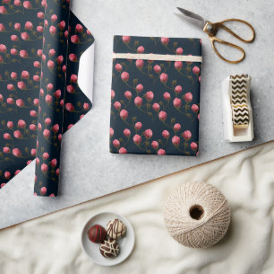 Papier Cadeau Arrière - plan rose rose sur bleu foncé