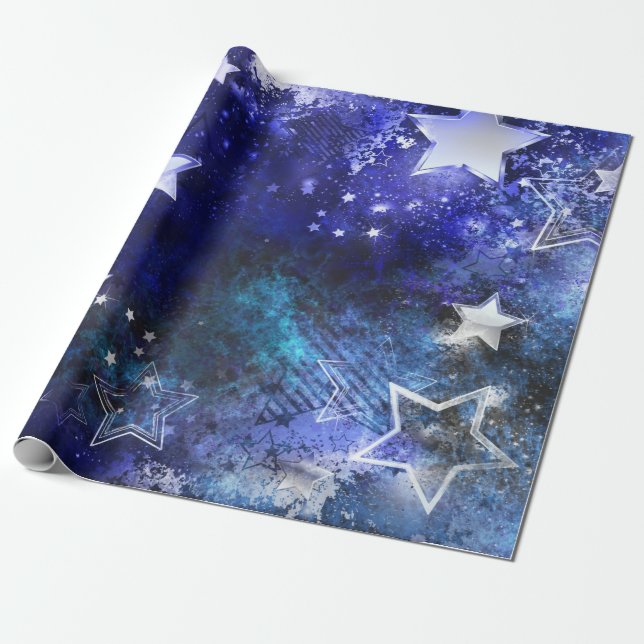 Papier Cadeau Arrière - plan spatial avec étoiles (Déroulé)