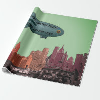 ART 1930'S BLIMP NEW YORK CITY SKYLINE VOTRE TEXTE