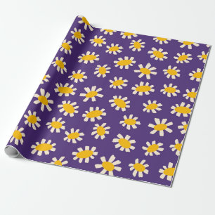 Papier Cadeau Art Abstrait des fleurs blanches et jaunes