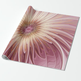Papier Cadeau Art Abstrait Fractal Fleur & Tons de Bourgogne