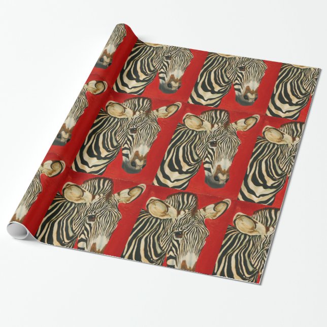 Papier Cadeau Art africain d'animal de zoo de faune du zèbre de (Déroulé)