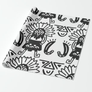 Papier Cadeau Art aztèque - Motif lézard