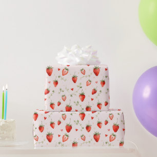 Papier Cadeau Art botanique doux aux cœurs roses sucrés