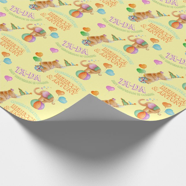 Papier Cadeau Art cirque animal sur mesure baby shower enveloppe (Coin)