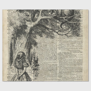 Papier Cadeau Art d'Alice et de pochoir de Cheshire à la page d