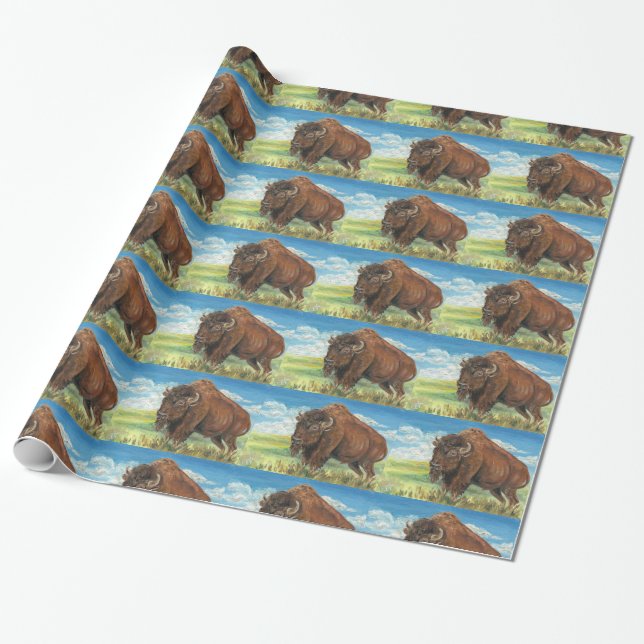 Papier Cadeau Art de faune de bison américain de Buffalo de (Déroulé)
