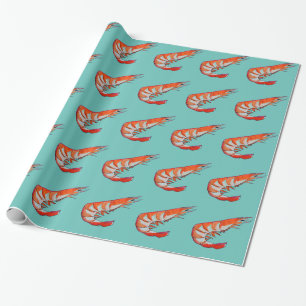 Papier Cadeau Art de kitsch de fruits de mer de crevette de
