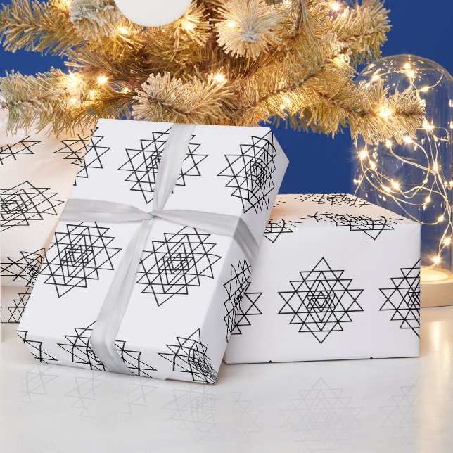 Papier Cadeau Art de la ligne noire de Mandala géométrique (Vacances)