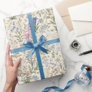 Papier Cadeau Art de prairie alpine de fleurs sauvages douces