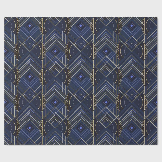 Papier Cadeau Art Deco Geometric Uplift - Blue (Plat)