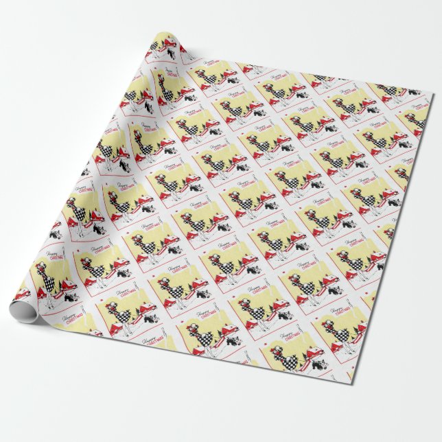 Papier Cadeau Art Déco Girl et Scotty Dog (Déroulé)