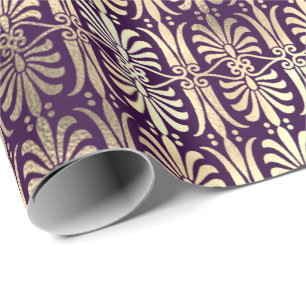 Papier Cadeau Art Déco Gold Champaigne violet violet Améthyste