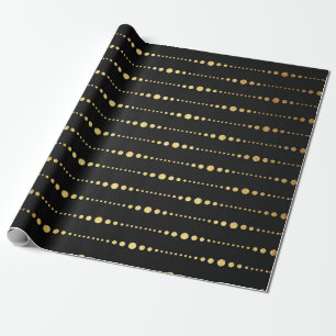 Papier Cadeau Art déco moderne Golden Black Drops Vip
