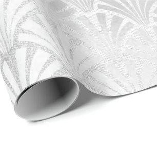Papier Cadeau Art Déco Monochrom Argent Gris Balances Coques