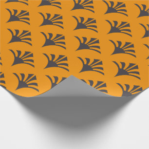 Papier Cadeau Art Déco Motif 02 - Déco Noir sur Vivid Gamboge