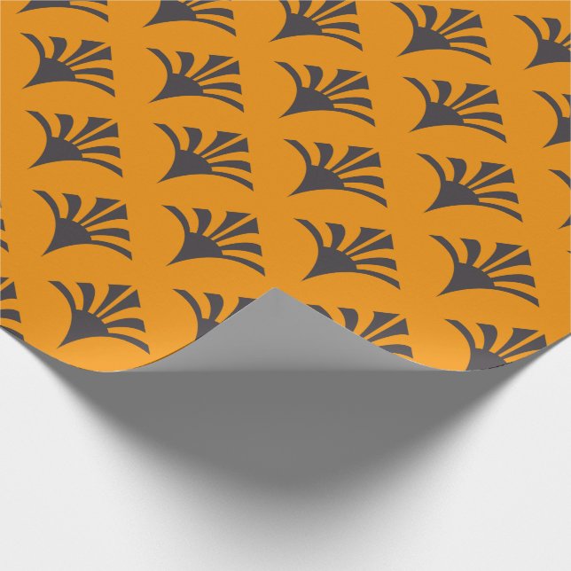 Papier Cadeau Art Déco Motif 02 - Déco Noir sur Vivid Gamboge (Coin)