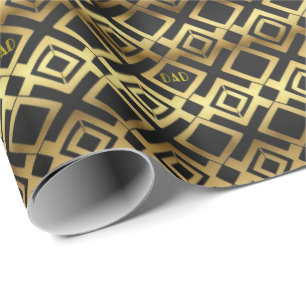 Papier Cadeau Art Déco Or et Noir pour la Fête des Pères