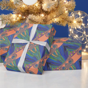 Papier Cadeau Art Décoratif Bleu d'Afrique Design Imprimer