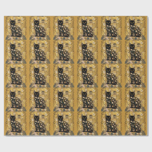 Papier Cadeau Art décoratif de chat noir dans le style de Gustav