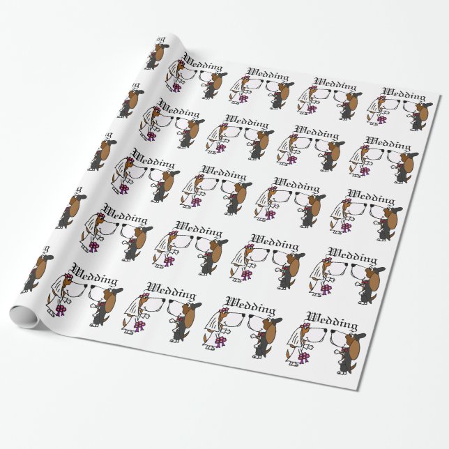 Papier Cadeau Art drôle de mariage de jeunes mariés de Basset (Déroulé)