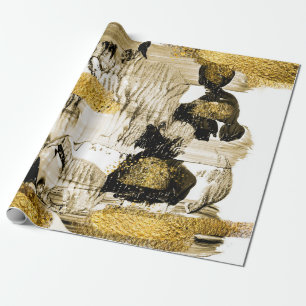 Papier Cadeau Art et Or. Couleur tendance avec peinture dorée et