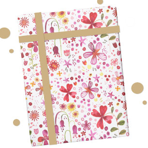 Papier Cadeau Art Floral D'Aquarelle Moderne
