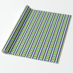 Papier Cadeau Art folklorique letton vert et bleu letton
