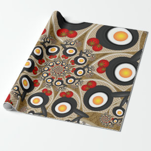 Papier Cadeau Art fractal de brunch drôle, tomates, œufs
