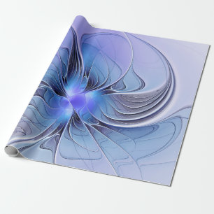 Papier Cadeau Art fractal moderne abstrait bleu lavande
