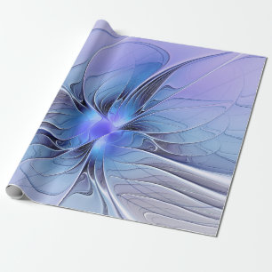 Papier Cadeau Art fractal moderne abstrait bleu lavande