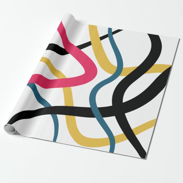 Papier Cadeau Art graphique moderne coloré, chaotique et audacie (Déroulé)