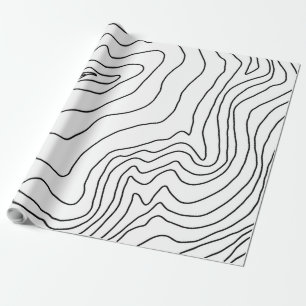Papier Cadeau Art minimaliste en ligne noir et blanc Design mode