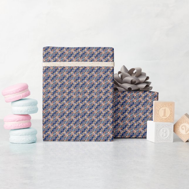 Papier Cadeau Art moderne abstrait marine bleu motif (Baby Shower)