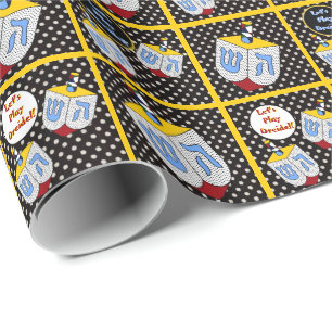 Papier Cadeau Art moderne Dreidel allé pointillé