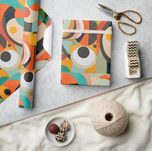 Papier Cadeau Art Moderne Du Milieu Du Siècle, Diverses Couleurs