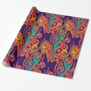 Papier Cadeau Art Motif tatouage - flammes & cercles