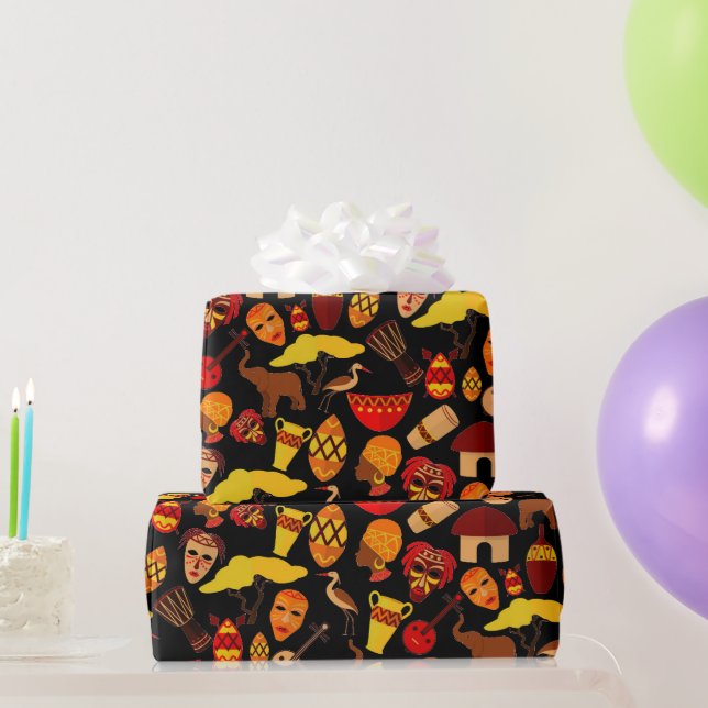Papier Cadeau Art Motif traditionnel tribal africain (Cadeaux de fête)